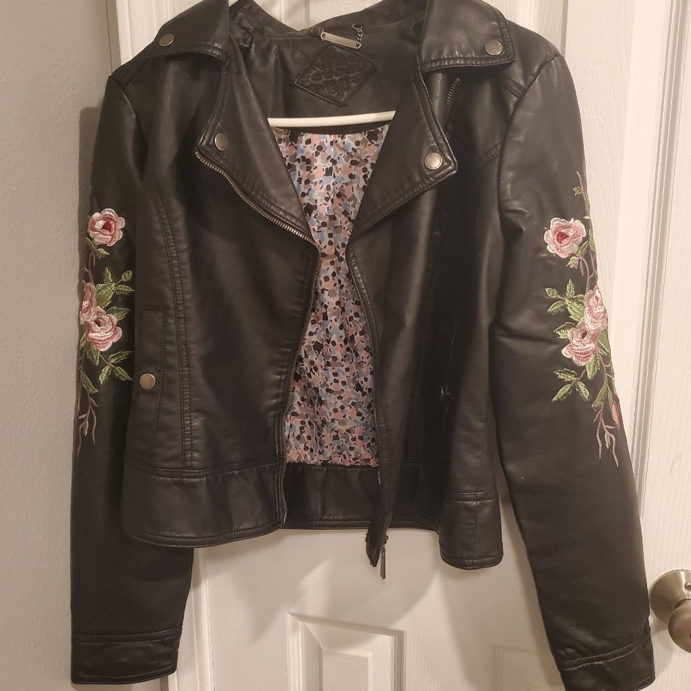 Jou Jou floral pleather jacket